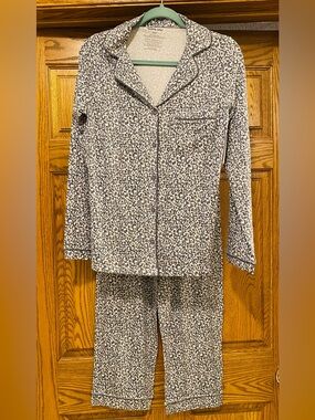 Tommy John Pajama Set S Gray Leopard Print Soft Stretch NWT